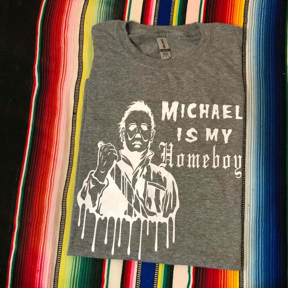 Custom Homeboy Michael Myers heather gray tshirt